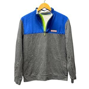 Vineyard Vines 1/4 Zip Mens Small Shep Pullover Mesh Lined Coastal Blue Gray